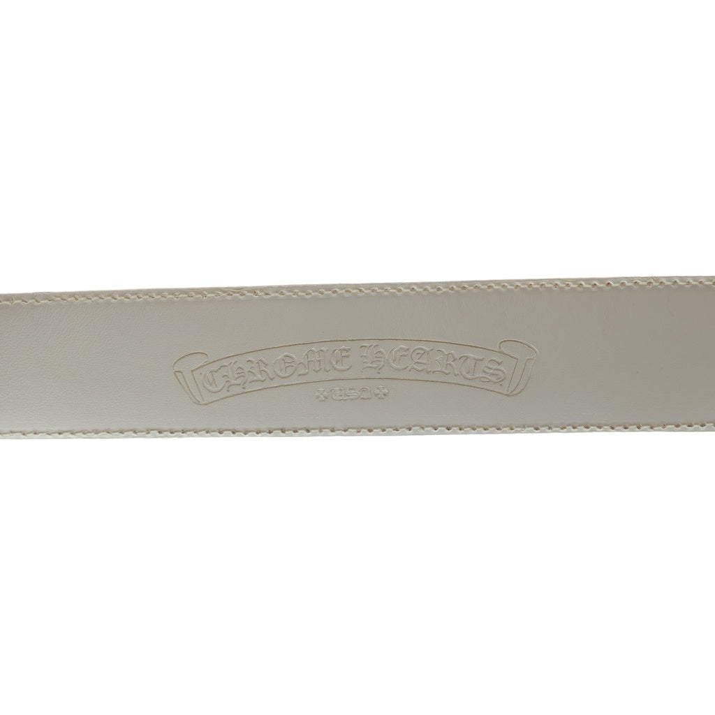 CHROME HEARTS(クロムハーツ) セメタリークロスバックル セメタリークロスパッチ レザーベルト ホワイト #34