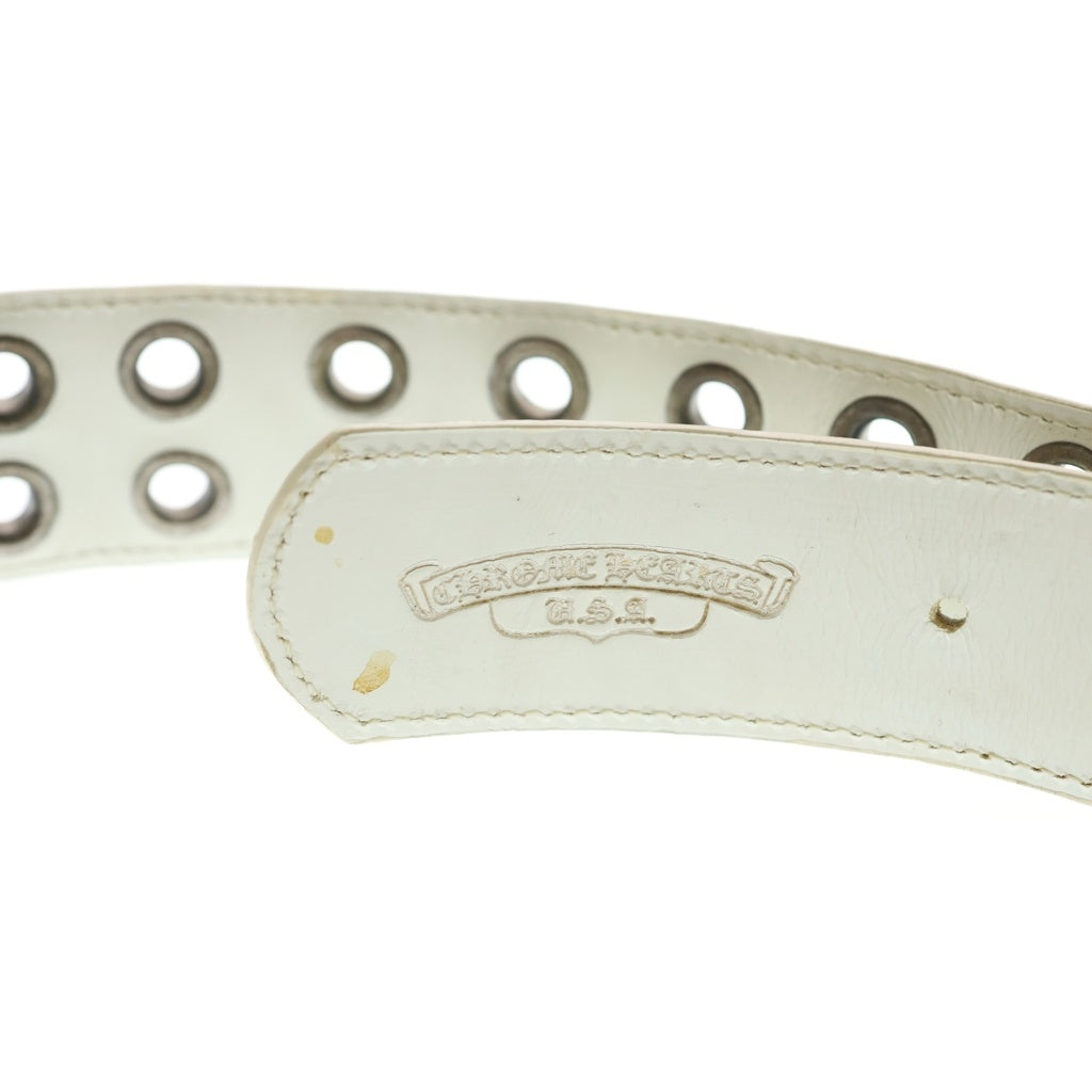 CHROME HEARTS(クロムハーツ) STRAP DBL GROMMET ダブルグロメット レザーベルト ホワイト #34
