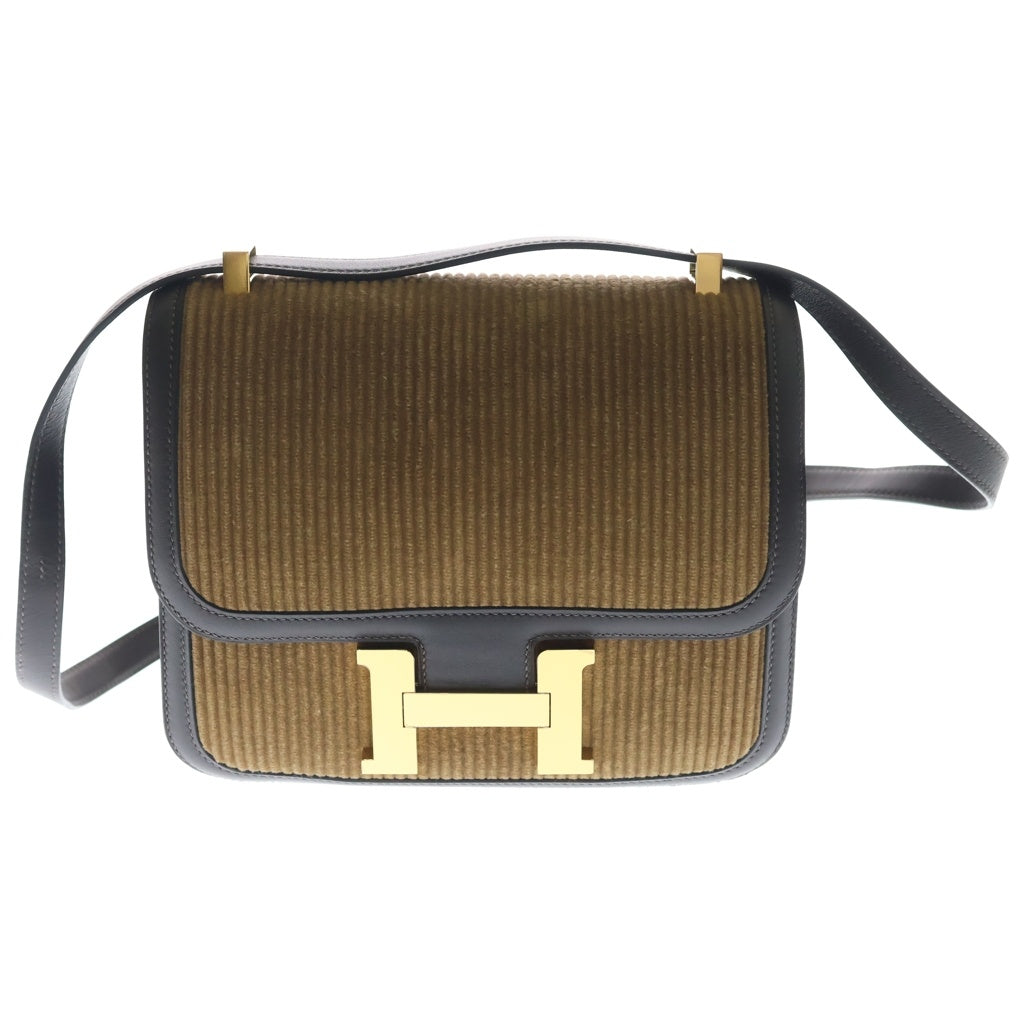 HERMES(エルメス) コンスタンス3 24 ショルダーバッグ ブラウン エベンヌ×キャメル ヴォースイフト D刻印 ゴールド金具 レディース