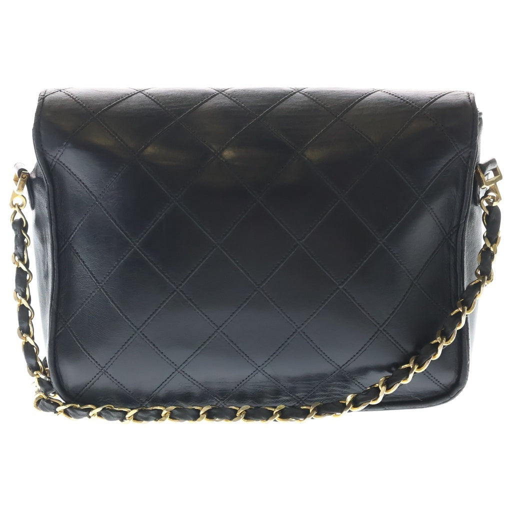 CHANEL(シャネル) マトラッセ シングルフラップ シングルチェーンショルダーバック ブラック ラムスキン ゴールド金具 レディース
