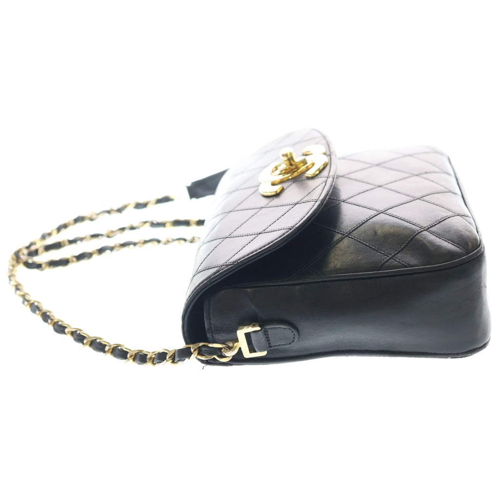 CHANEL(シャネル) マトラッセ シングルフラップ シングルチェーンショルダーバック ブラック ラムスキン ゴールド金具 レディース