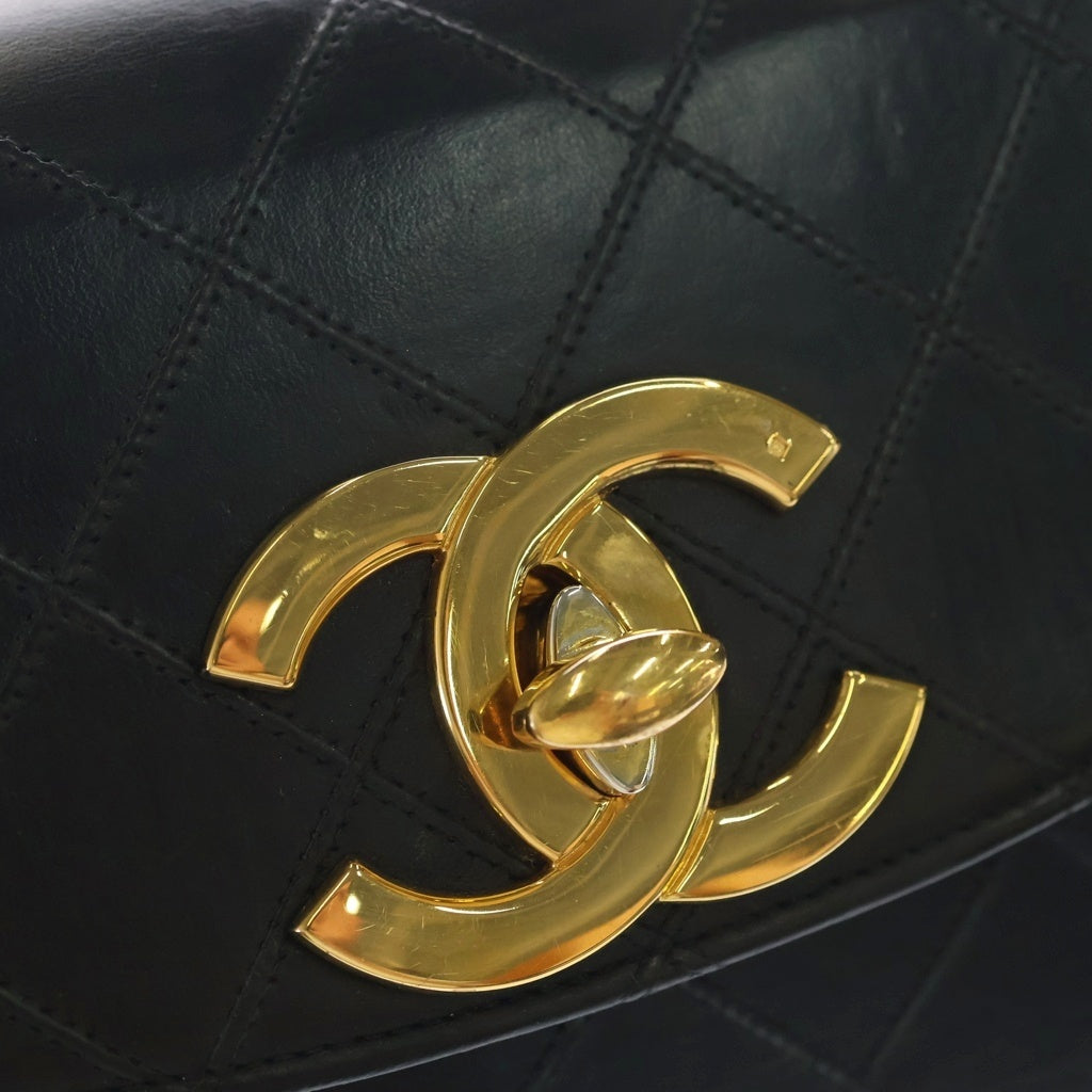 CHANEL(シャネル) マトラッセ シングルフラップ シングルチェーンショルダーバック ブラック ラムスキン ゴールド金具 レディース