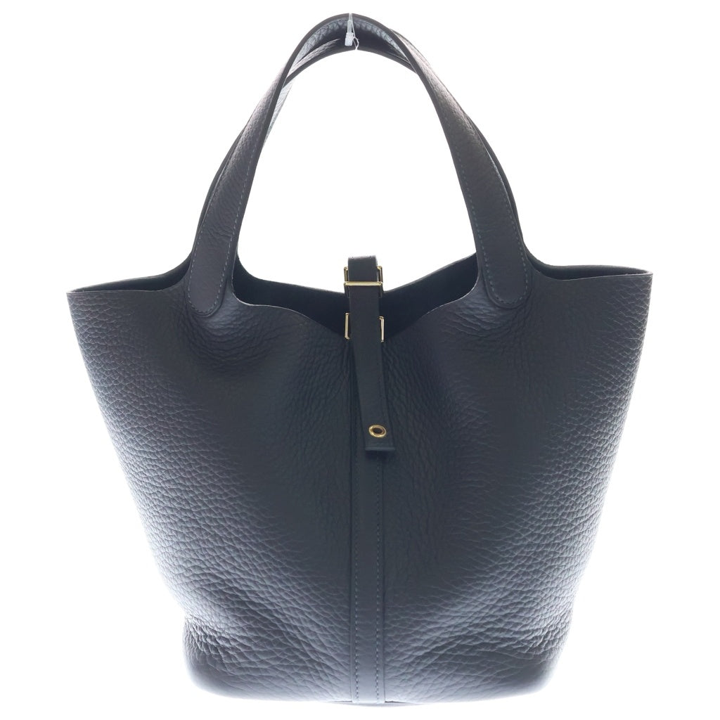 HERMES(エルメス) ピコタンロックMM キャバン トリヨンクレマンス レザー ハンドバッグ ゴールド金具 グレー K刻印 レディース