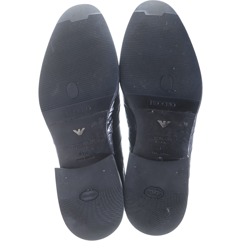 EMPORIO ARMANI(エンポリオアルマーニ) 型押しレザー ドレスシューズ 革靴 レースアップ ブラック