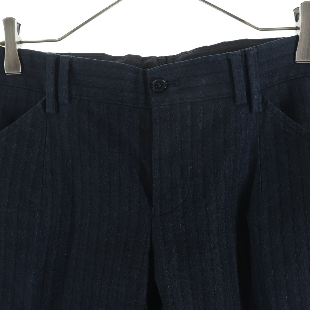 DOLCE & GABBANA(ドルチェアンドガッバーナ) センタープレス ストライプ コットン ストレートパンツ ボトムス #44 ブラック