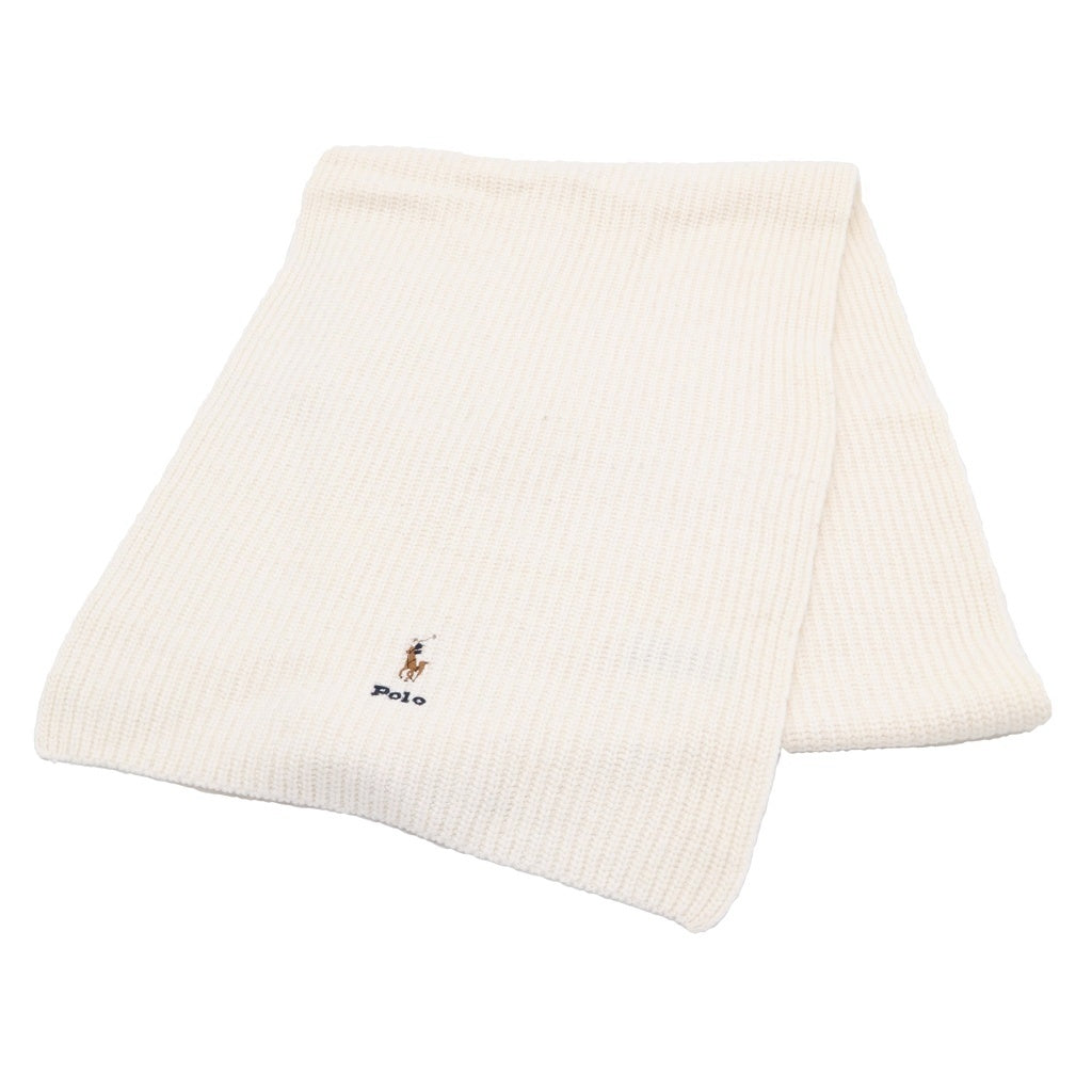 RALPH LAUREN BLACK LABEL(ラルフローレン) レーヨン ウール ナイロン コットン マフラー ストール ホワイト