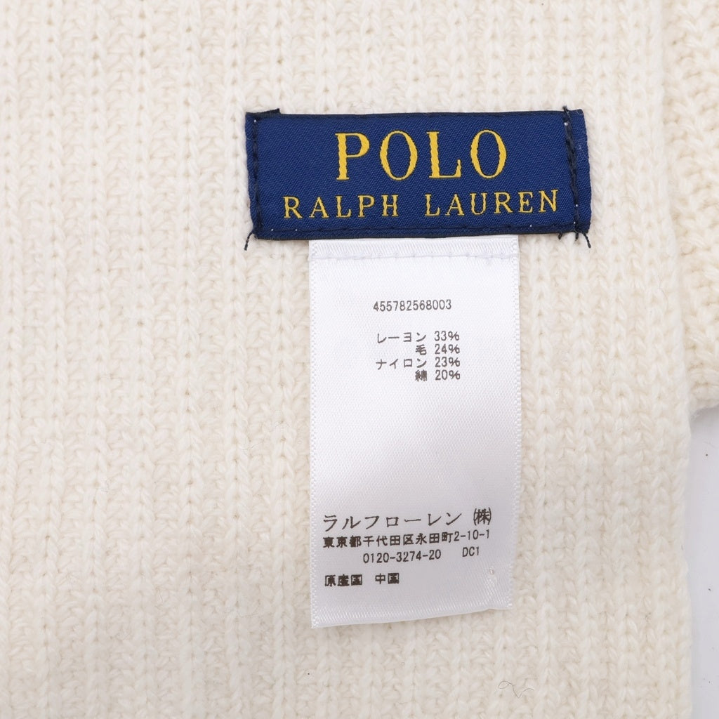 RALPH LAUREN BLACK LABEL(ラルフローレン) レーヨン ウール ナイロン コットン マフラー ストール ホワイト
