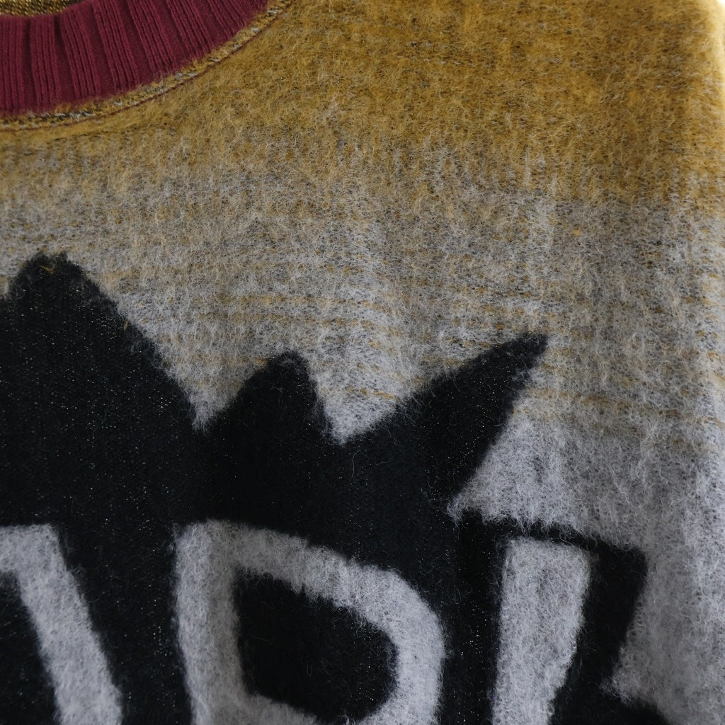 HYSTERIC GLAMOUR(ヒステリックグラマー) ZAP！ グラフィック グラデージョンニット ウール ポリエステル 長袖 ニット セーター #S オレンジ/グレー/レッド