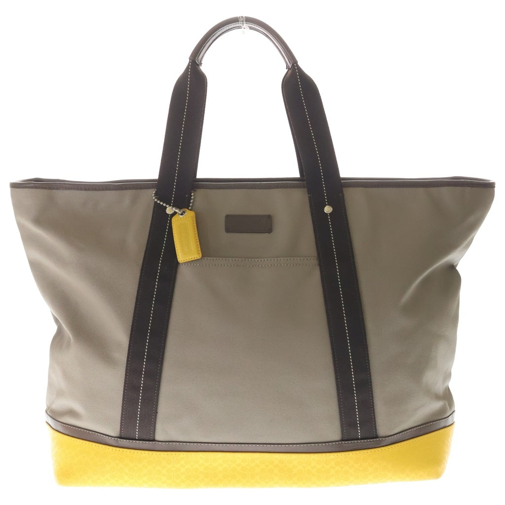 COACH(コーチ) ウィークエンド キャンバス レザー トートバッグ ハンドバッグ グレー/イエロー F70832