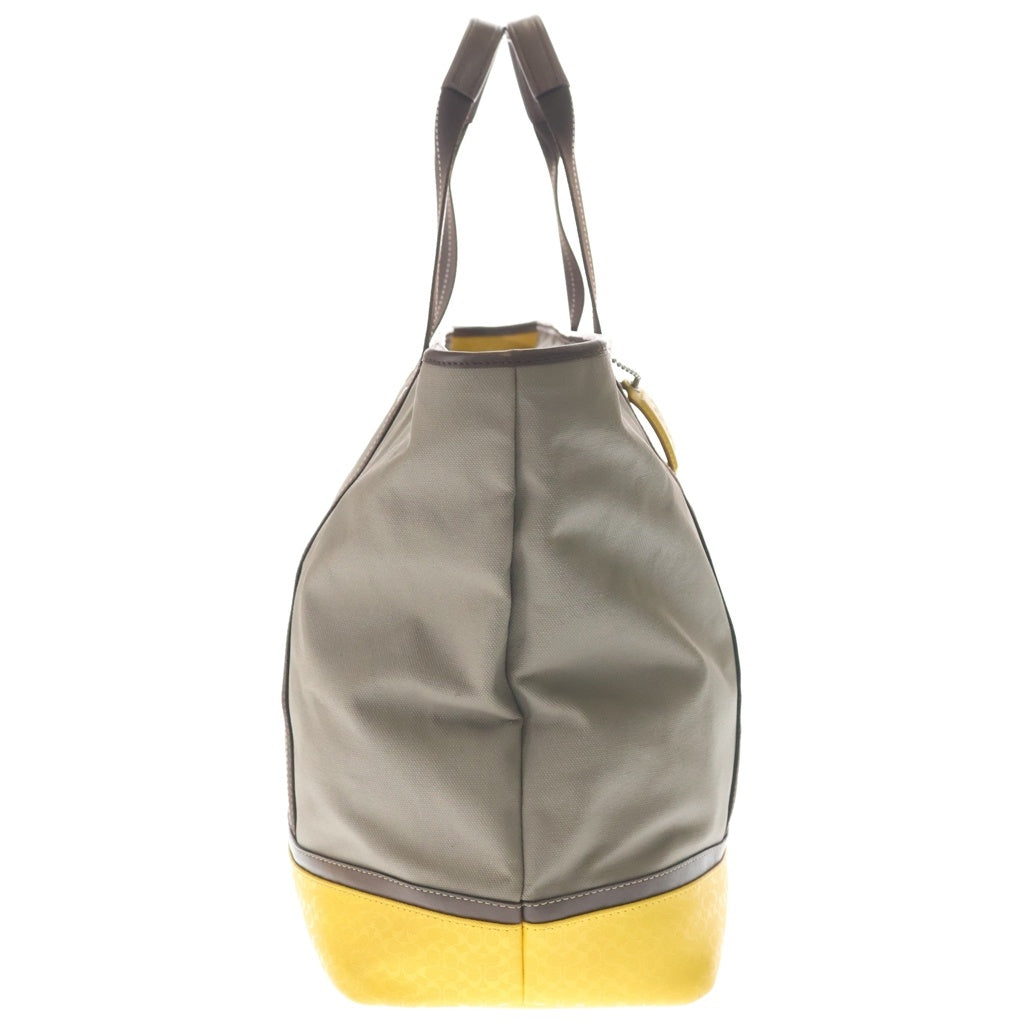COACH(コーチ) ウィークエンド キャンバス レザー トートバッグ ハンドバッグ グレー/イエロー F70832