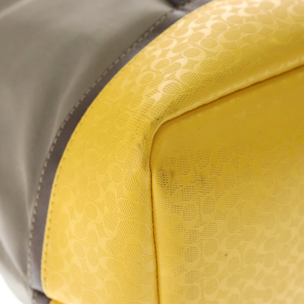 COACH(コーチ) ウィークエンド キャンバス レザー トートバッグ ハンドバッグ グレー/イエロー F70832