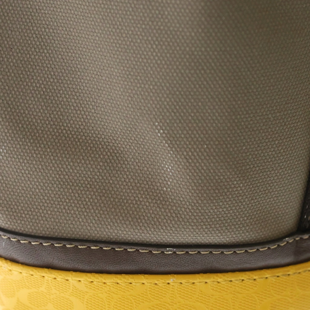 COACH(コーチ) ウィークエンド キャンバス レザー トートバッグ ハンドバッグ グレー/イエロー F70832