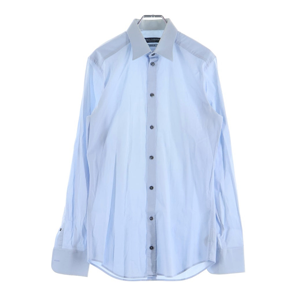 DOLCE & GABBANA(ドルチェアンドガッバーナ) ゴールド コットン 長袖 ロングスリーブシャツ #37 ブルー G5625T