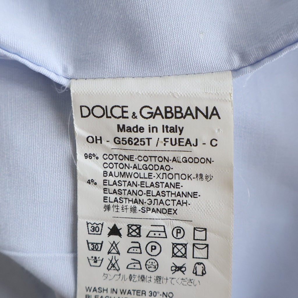 DOLCE & GABBANA(ドルチェアンドガッバーナ) ゴールド コットン 長袖 ロングスリーブシャツ #37 ブルー G5625T