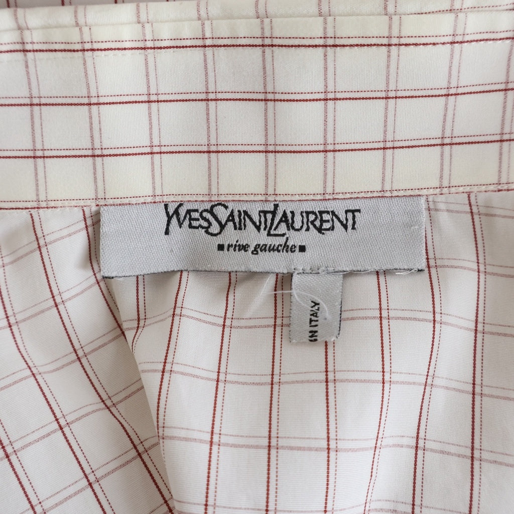 YVES SAINT LAURENT(イヴサンローラン) チェック コットン 長袖 ロングスリーブシャツ #38 レッド