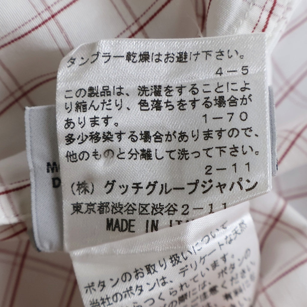 YVES SAINT LAURENT(イヴサンローラン) チェック コットン 長袖 ロングスリーブシャツ #38 レッド