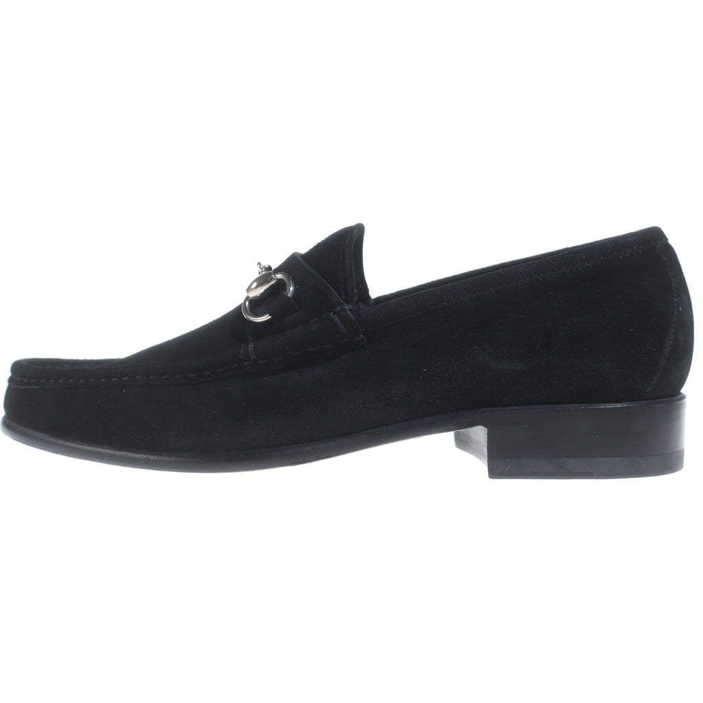 GUCCI(グッチ) ホースビット スエードローファー シューズ シルバー金具 ブラック 115316
