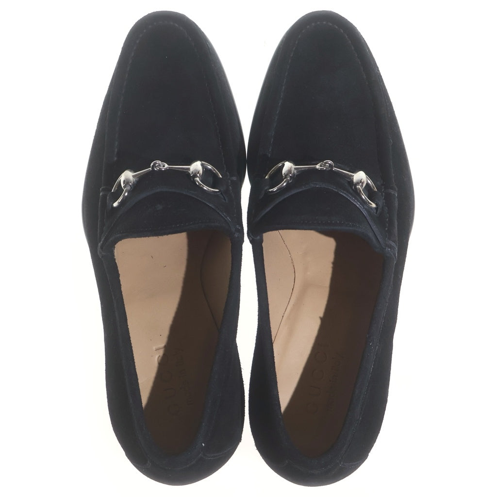 GUCCI(グッチ) ホースビット スエードローファー シューズ シルバー金具 ブラック 115316
