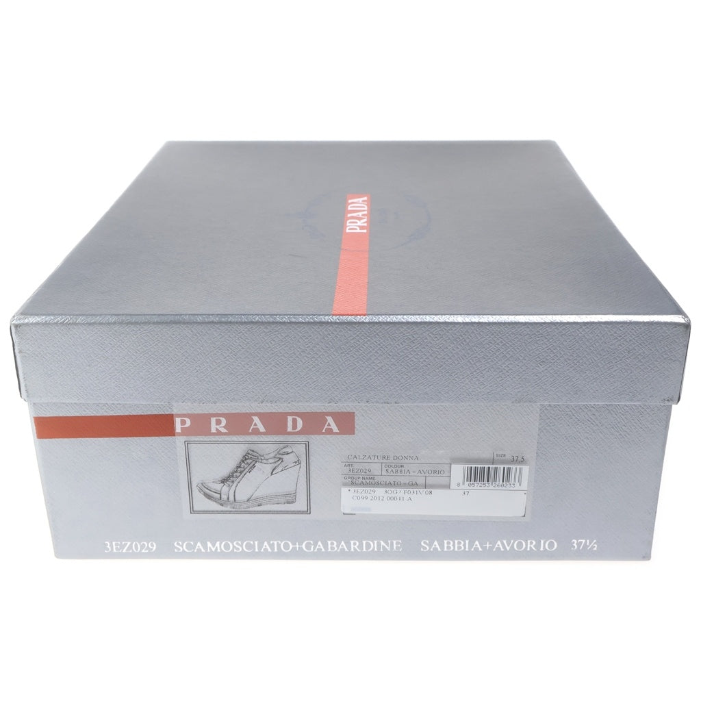 PRADA(プラダ) CALZATURE DONNA ウェッジソール ナイロンスニーカー シューズ スエード ロゴ ホワイト/ライトグリーン 3EZ029 レディース
