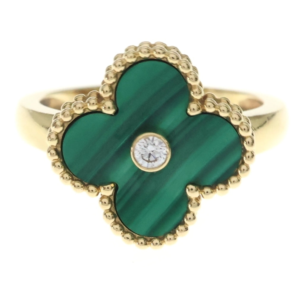 Van Cleef & Arpels(ヴァンクリーフアンドアーペル) ヴィンテージアルハンブラ リング マラカイト ダイヤ イエローゴールド×グリーン 1PD #13 レディース