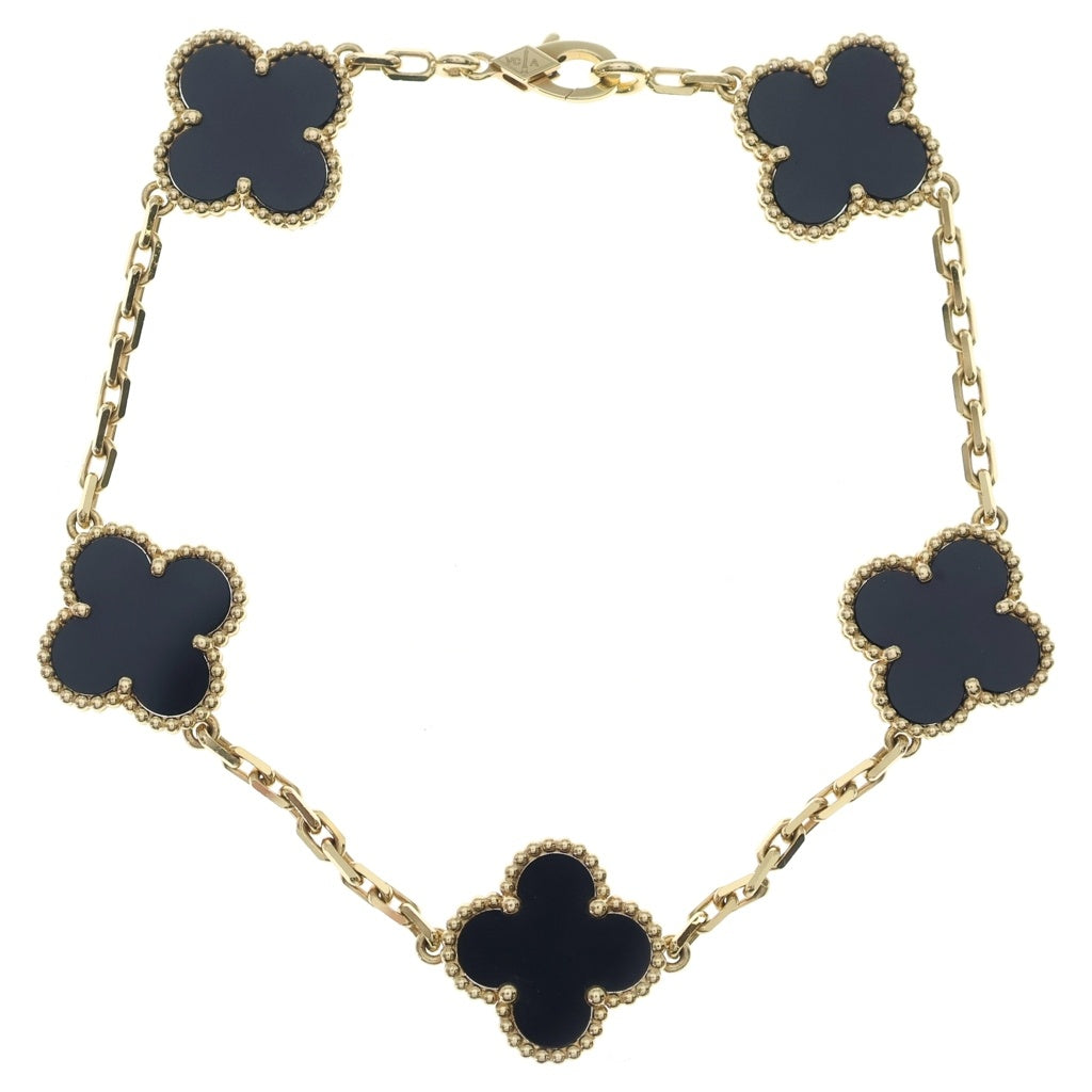 Van Cleef & Arpels(ヴァンクリーフアンドアーペル) ヴィンテージアルハンブラ 5モチーフ ブレスレット オニキス イエローゴールド×ブラック 750 レディース