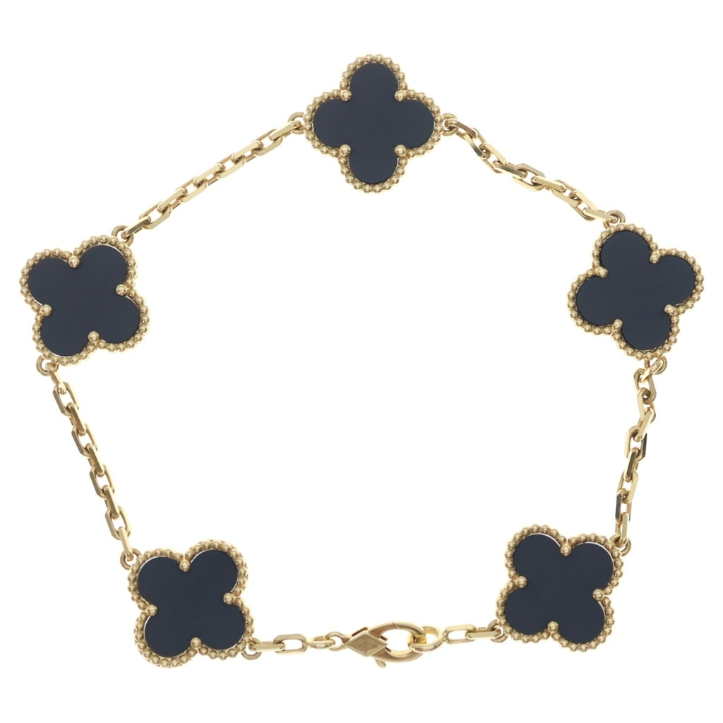 Van Cleef & Arpels(ヴァンクリーフアンドアーペル) ヴィンテージアルハンブラ 5モチーフ ブレスレット オニキス イエローゴールド×ブラック 750 レディース