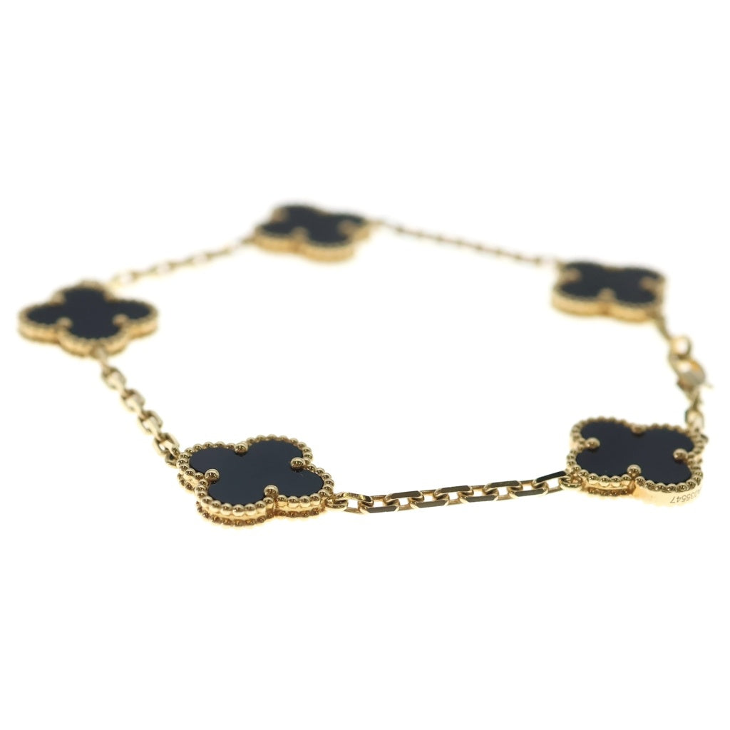 Van Cleef & Arpels(ヴァンクリーフアンドアーペル) ヴィンテージアルハンブラ 5モチーフ ブレスレット オニキス イエローゴールド×ブラック 750 レディース