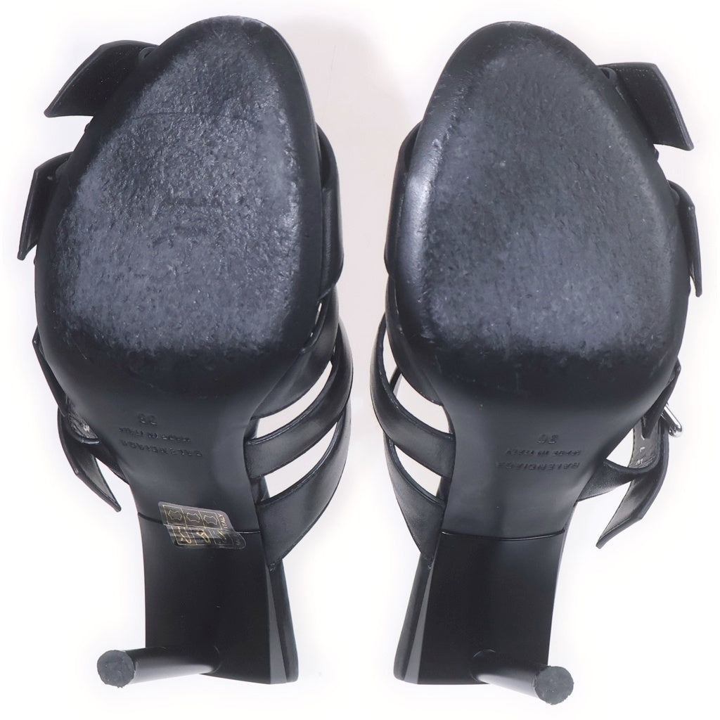 BALENCIAGA(バレンシアガ) マルチバックル レザー ヒール ミュール サンダル シューズ ブラック レディース 643144