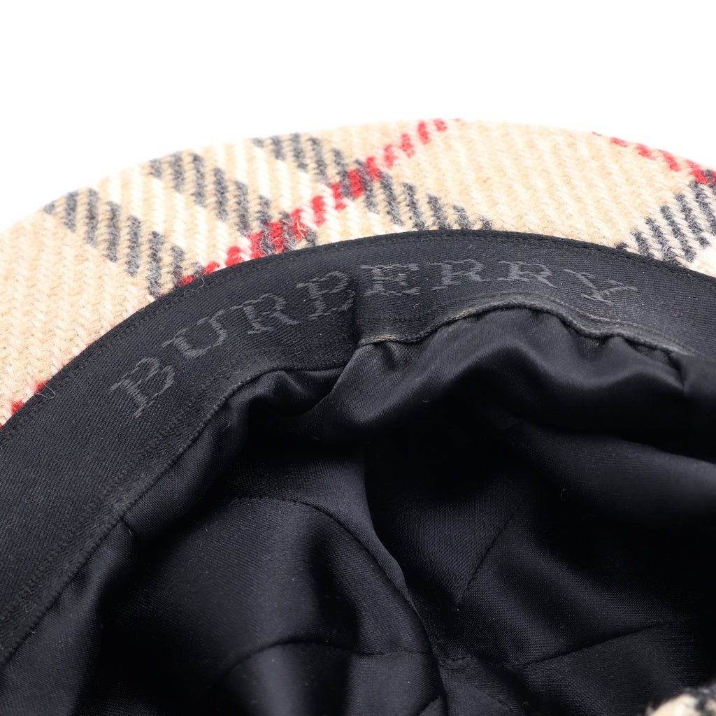 BURBERRY(バーバリー) ノバチェック総柄 ツイード ウール キャスケット 帽子 ベージュ レディース