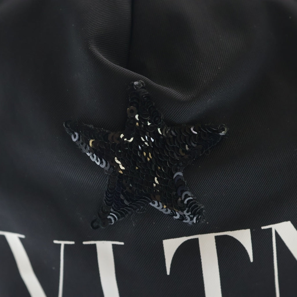 VALENTINO(ヴァレンティノ) VLTN ロゴプリント スパンコール刺繍 スター ナイロン ベースボールキャップ 帽子 ブラック UW2HDA23LXH レディース