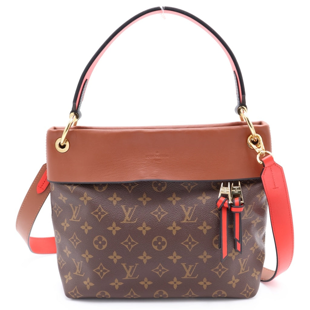 LOUIS VUITTON(ルイヴィトン) モノグラム テュイルリーブザス 2WAYハンドバッグ ショルダーバッグ ブラウン×レッド レザー×PVC M43157 ゴールド金具 レディース