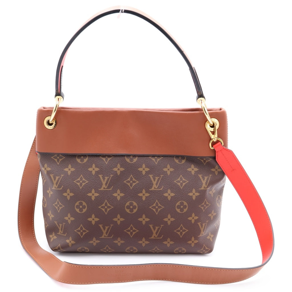 LOUIS VUITTON(ルイヴィトン) モノグラム テュイルリーブザス 2WAYハンドバッグ ショルダーバッグ ブラウン×レッド レザー×PVC M43157 ゴールド金具 レディース