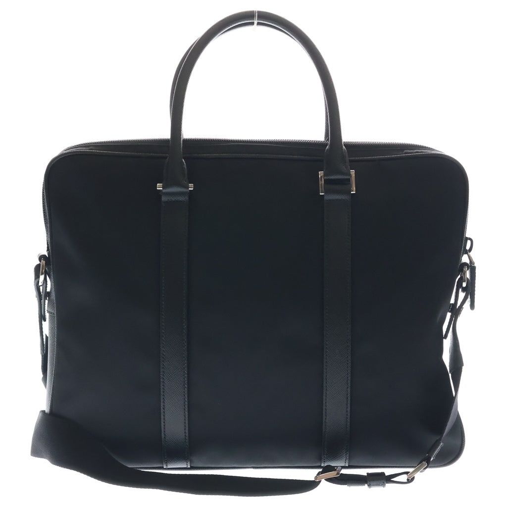 PRADA(プラダ) 2WAY ブリーフバッグ テスート 2WAYハンドバッグ ショルダーバッグ ビジネスバッグ ブラック ナイロン サフィアーノ 2VE368 シルバー金具 レディース