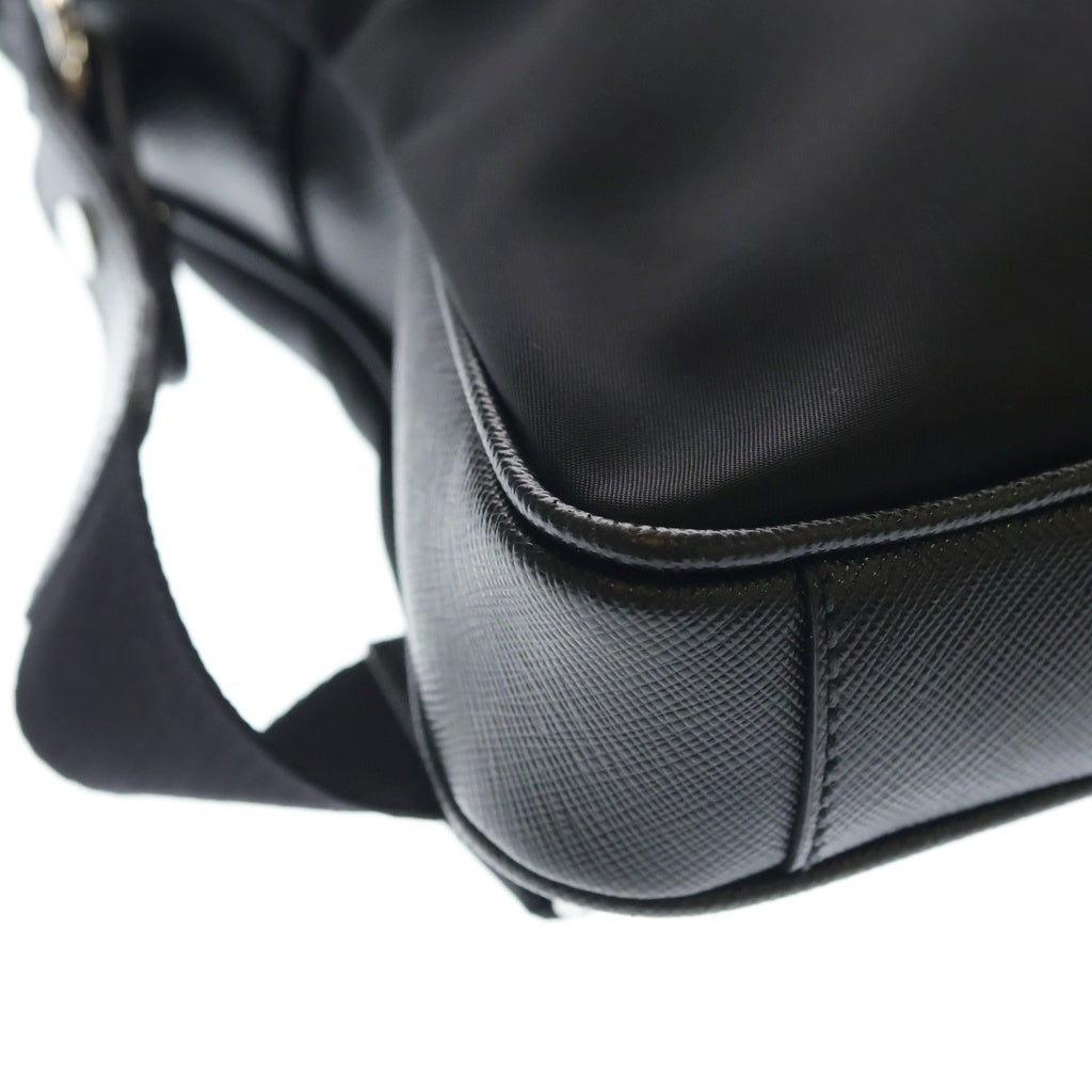 PRADA(プラダ) 2WAY ブリーフバッグ テスート 2WAYハンドバッグ ショルダーバッグ ビジネスバッグ ブラック ナイロン サフィアーノ 2VE368 シルバー金具 レディース