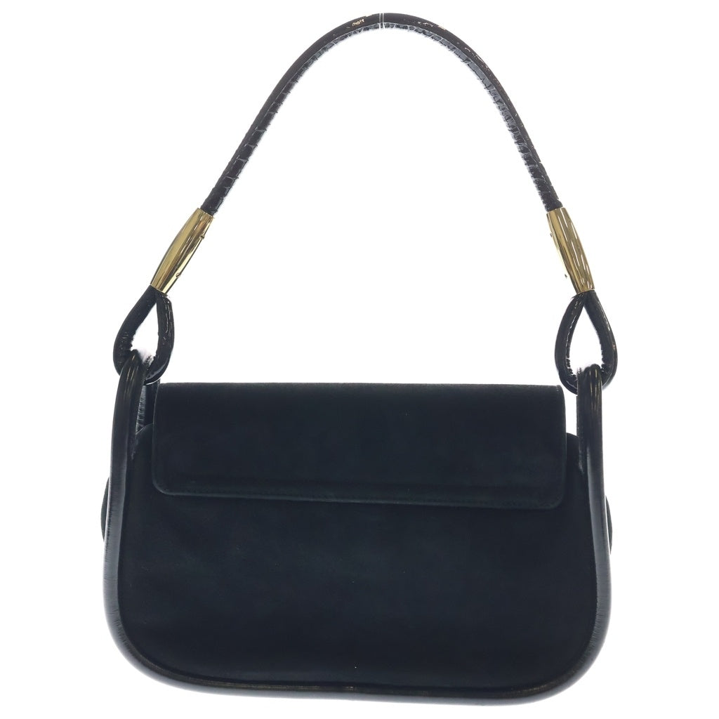 GUCCI(グッチ) ワンショルダーバッグ ハンドバッグ ブラック スエード×パテント 001・2684 ゴールド金具 レディース