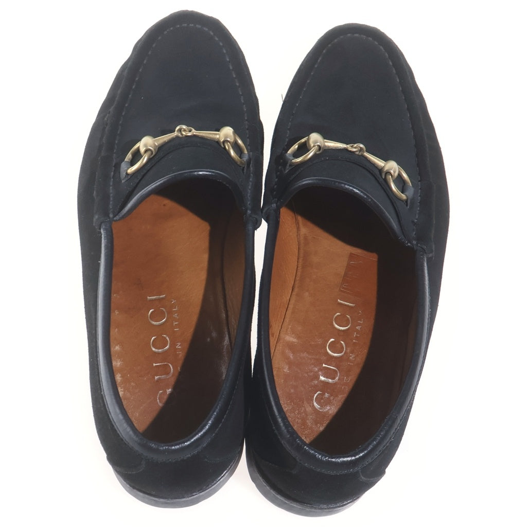 GUCCI(グッチ) ホースビットローファー スエード ゴールド金具 ブラック 111 6030 レディース