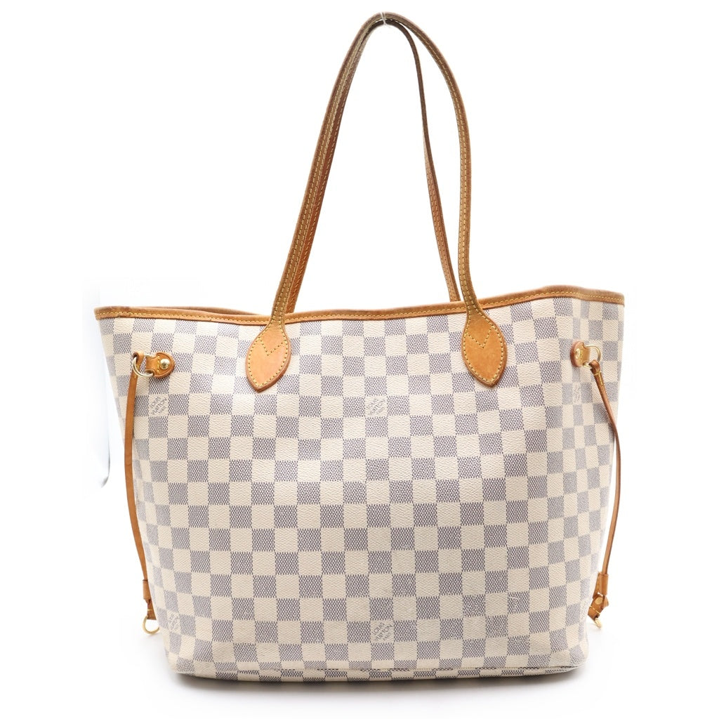 LOUIS VUITTON(ルイヴィトン) ダミエ アズール ネヴァーフルMM ハンドバッグ トートバッグ アイボリー レザー×PVC N51107 ゴールド金具 レディース