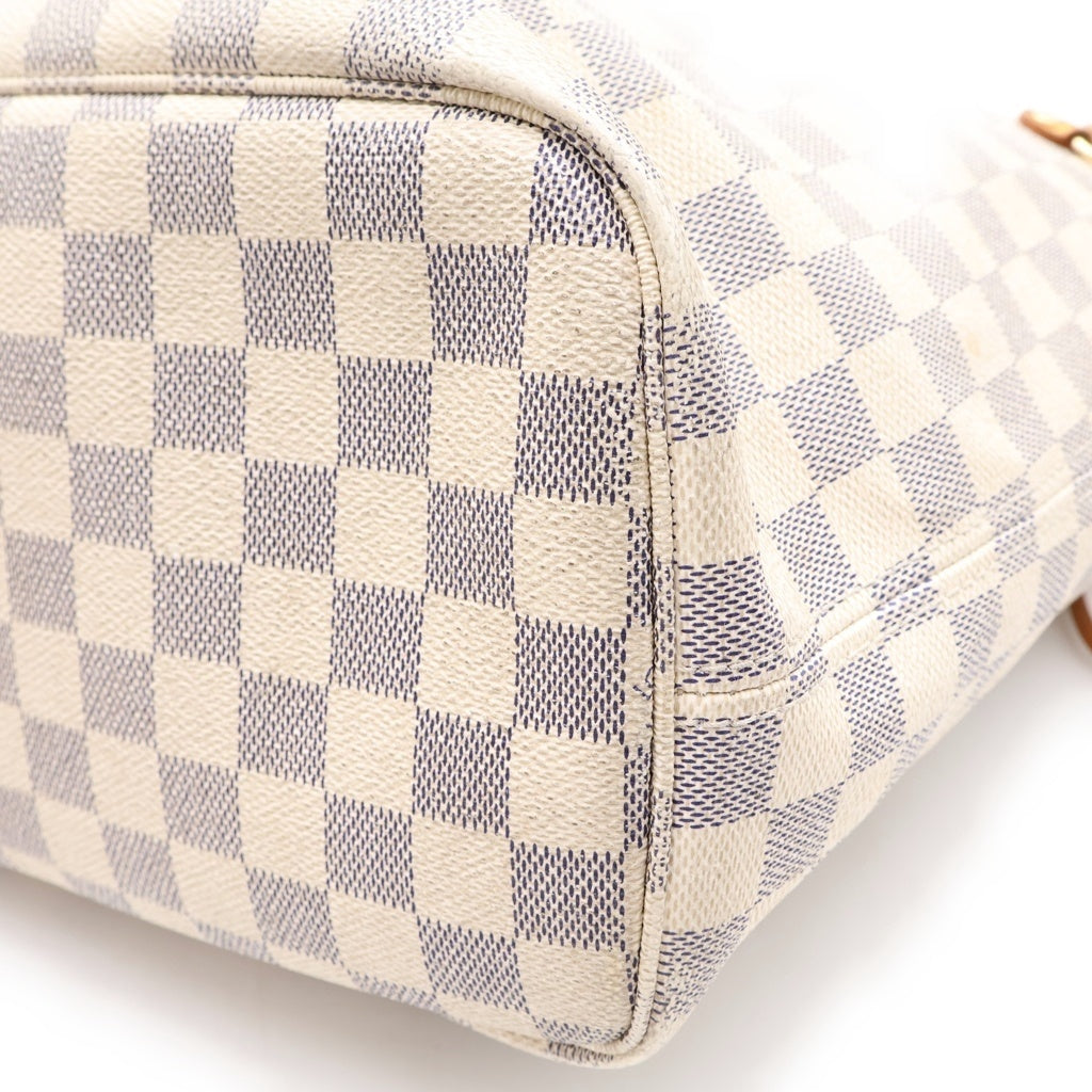 LOUIS VUITTON(ルイヴィトン) ダミエ アズール ネヴァーフルMM ハンドバッグ トートバッグ アイボリー レザー×PVC N51107 ゴールド金具 レディース