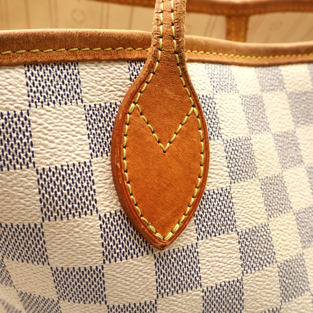 LOUIS VUITTON(ルイヴィトン) ダミエ アズール ネヴァーフルMM ハンドバッグ トートバッグ アイボリー レザー×PVC N51107 ゴールド金具 レディース