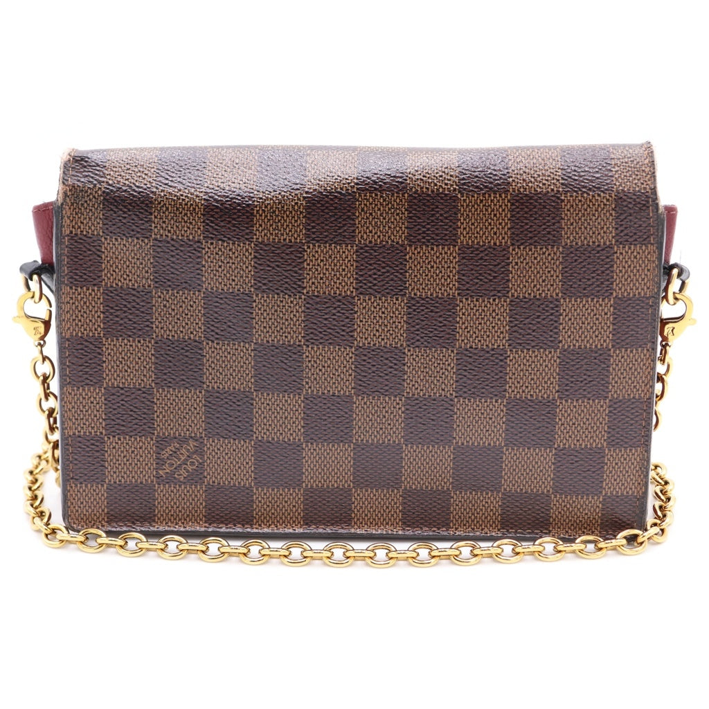 LOUIS VUITTON(ルイヴィトン) ポルトフォイユ ヴァヴァン チェーンショルダーバッグ ミニバッグ ウォレット ブラウン×ワインレッド レザー×PVC N60222 ゴールド金具 レディース
