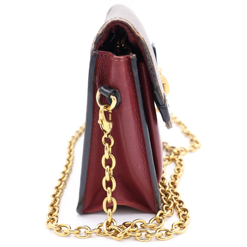 LOUIS VUITTON(ルイヴィトン) ポルトフォイユ ヴァヴァン チェーンショルダーバッグ ミニバッグ ウォレット ブラウン×ワインレッド レザー×PVC N60222 ゴールド金具 レディース