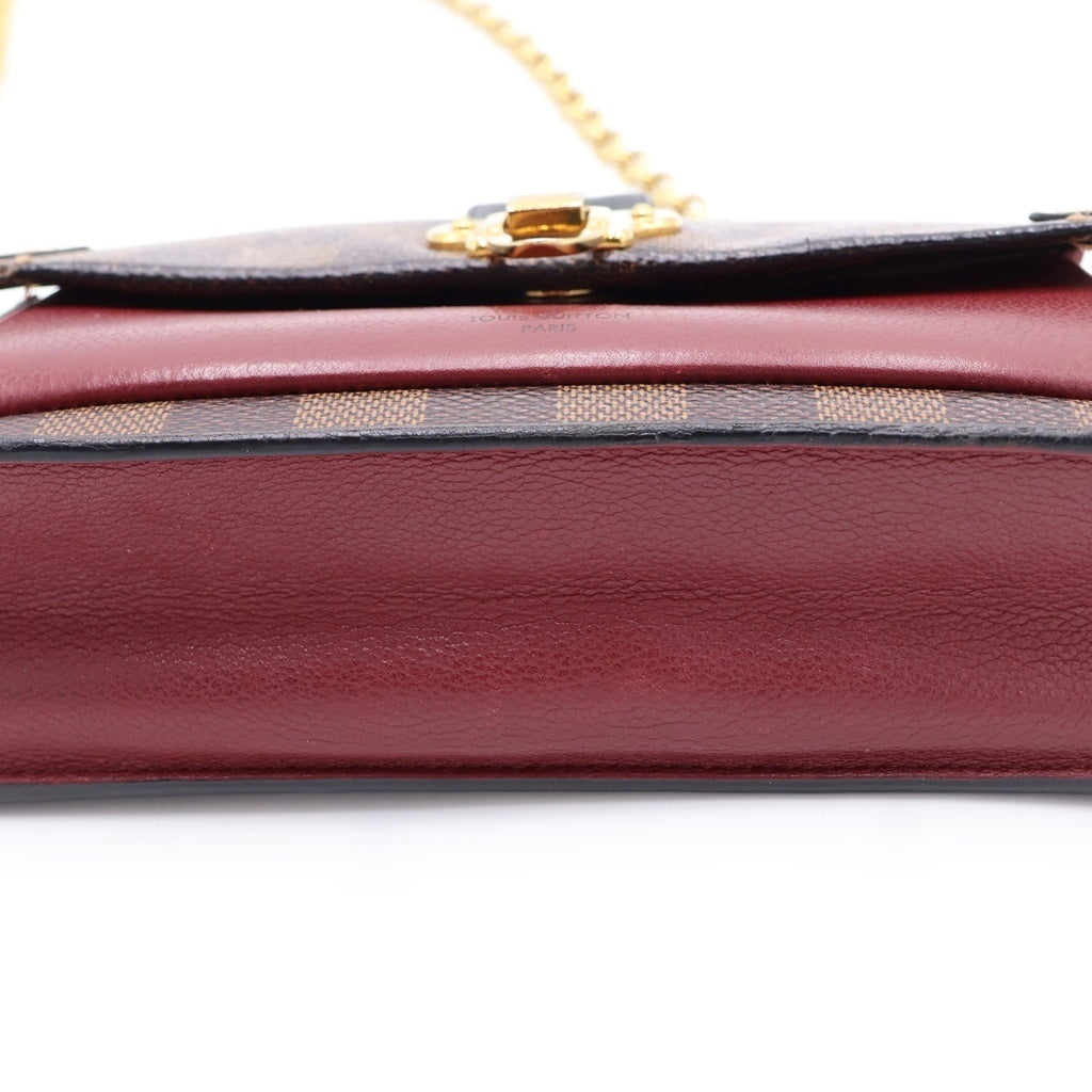 LOUIS VUITTON(ルイヴィトン) ポルトフォイユ ヴァヴァン チェーンショルダーバッグ ミニバッグ ウォレット ブラウン×ワインレッド レザー×PVC N60222 ゴールド金具 レディース