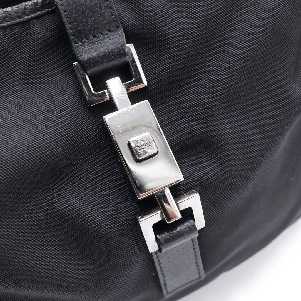 GUCCI(グッチ) ジャッキー ワンショルダー ハンドバッグ ブラック キャンバス×レザー 001・3306 シルバー金具 レディース