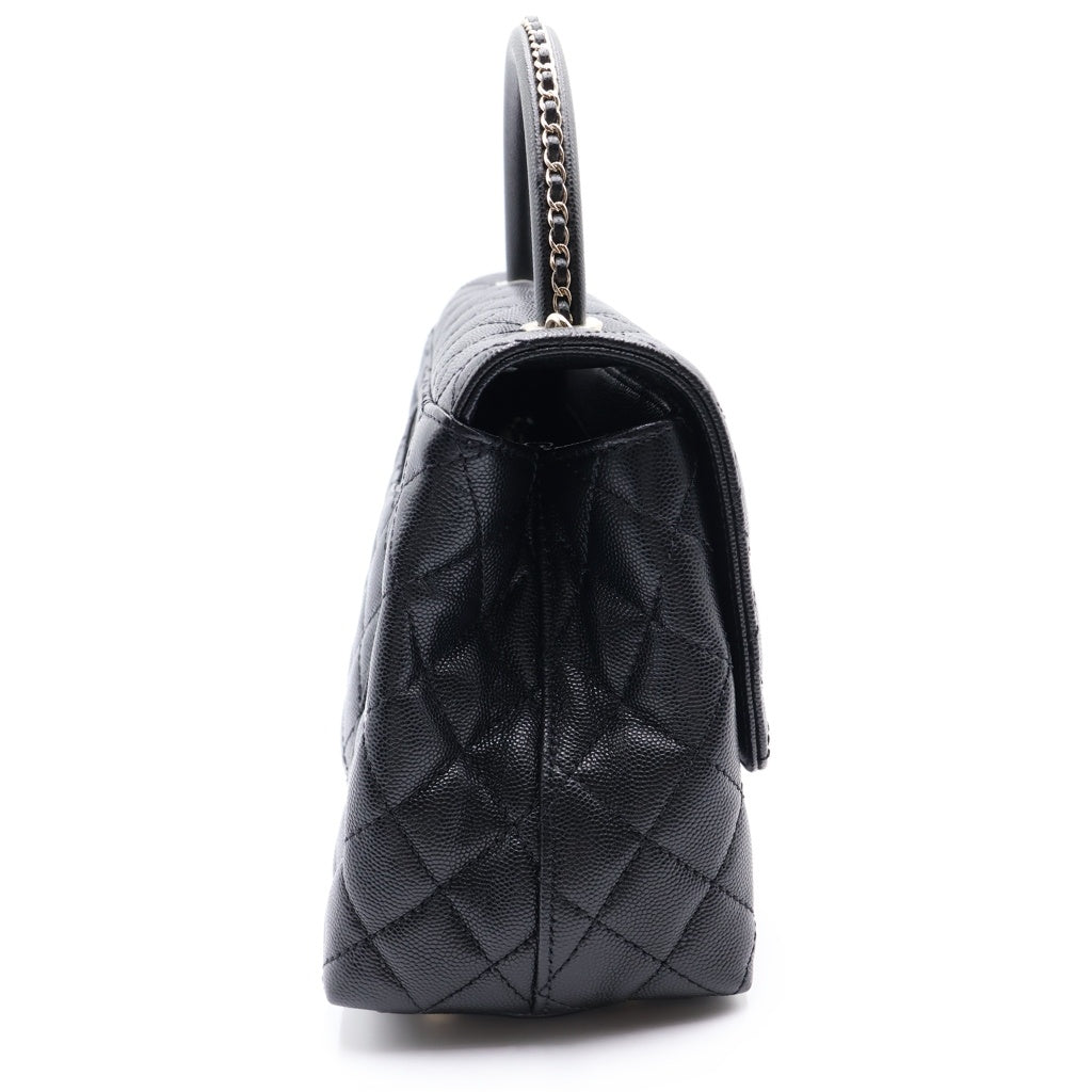 CHANEL(シャネル) ココハンドル ターンロック 2WAYハンドバッグ チェーンショルダーバッグ ブラック キャビアスキン ゴールド金具 レディース