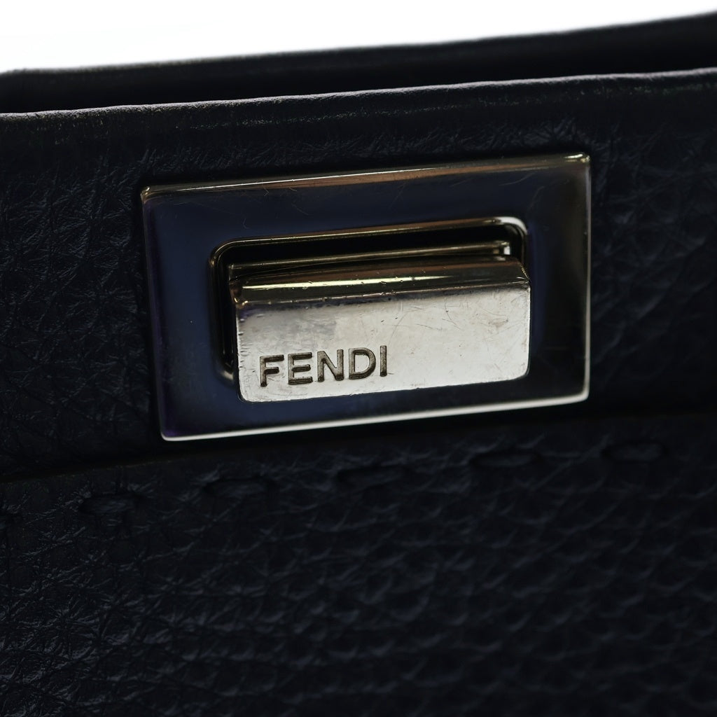 FENDI(フェンディ) ピーカブー ミニ セレリア ハンドバッグ ネイビー レザー×パイソン 8BN244 シルバー金具 レディース