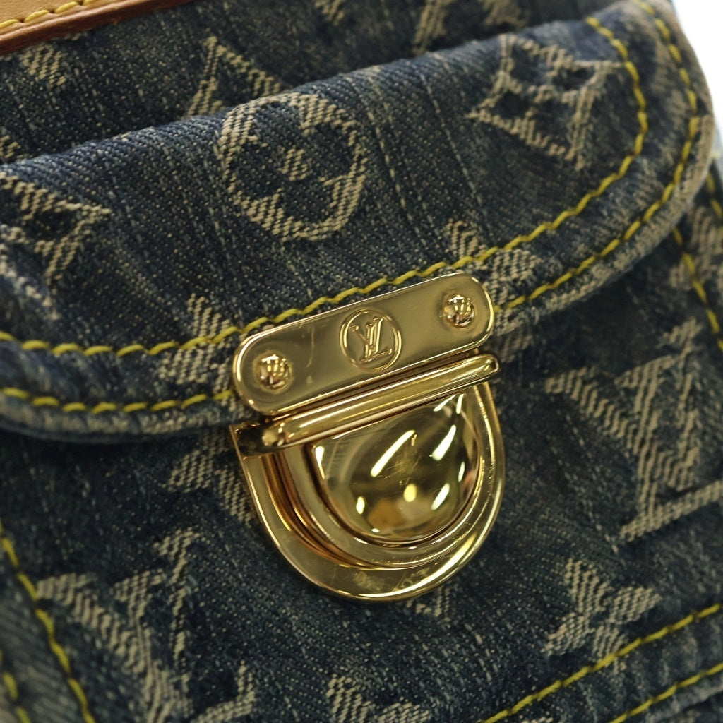 LOUIS VUITTON(ルイヴィトン) モノグラムデニム バギーPM ワンショルダーバッグ インディゴブルー×ブラウン レザー×デニム M95049 ゴールド金具 レディース