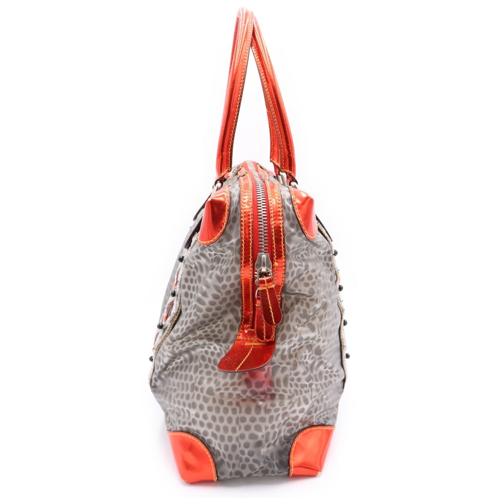 FENDI(フェンディ) ビーズハンドバッグ グレー×レッド レディース