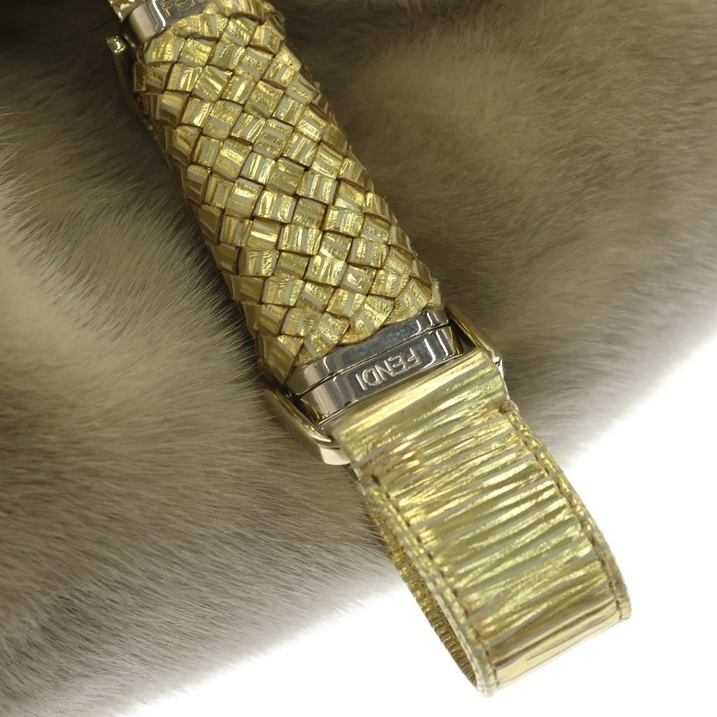 FENDI(フェンディ) スパイバッグ ハンドバッグ ゴールド レザー×ミンクファー 8BR511 ゴールド金具 レディース