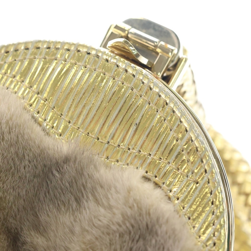 FENDI(フェンディ) スパイバッグ ハンドバッグ ゴールド レザー×ミンクファー 8BR511 ゴールド金具 レディース