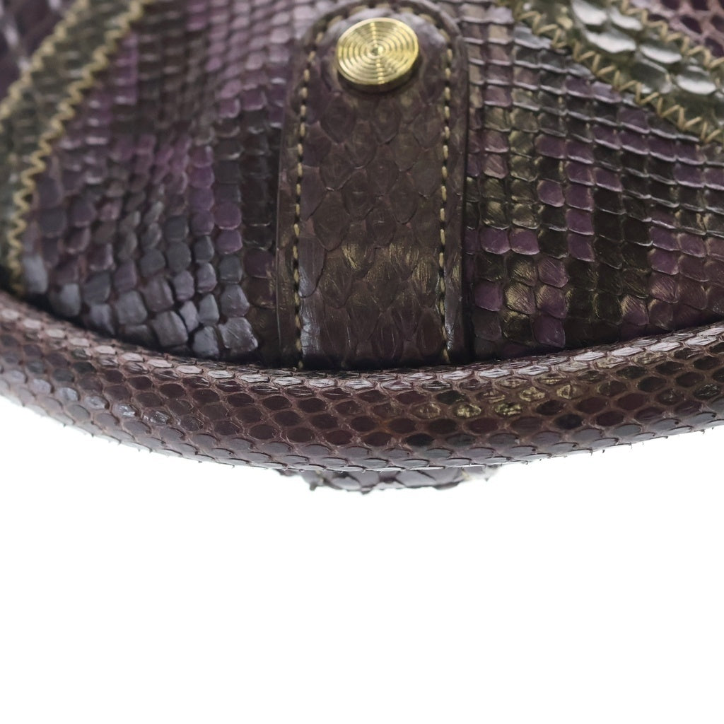 GUCCI(グッチ) インターロッキングG ショルダーバッグ パープル パイソン 167732 ゴールド金具 レディース